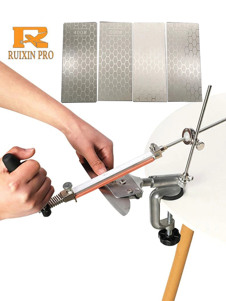RUIXIN Pro Multifunctional Fixed Angle Knife Sharpener 360° Rotary Stone Sharpening System Spyderco Diamond Grinder Apex Edge