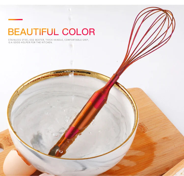 Stainless Steel Egg Stirrer Golden Flour Beater Upgrade Kitchen Utensils Hand Whisk Mixer for Eggs Multifunction Cooking Tool