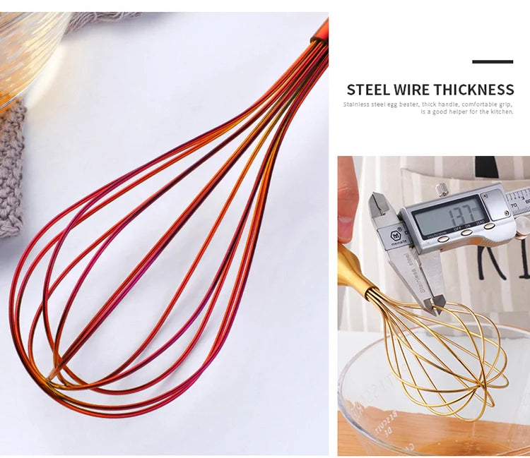 Stainless Steel Egg Stirrer Golden Flour Beater Upgrade Kitchen Utensils Hand Whisk Mixer for Eggs Multifunction Cooking Tool