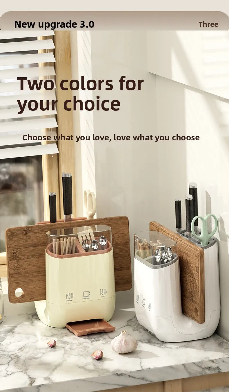 מתקן אחסון למטבח המודרני – כולל מקום להנחת קרש חיתוך, סכינים, מקלות אכילה ואפילו מקום לטלפון בזמן העבודה!