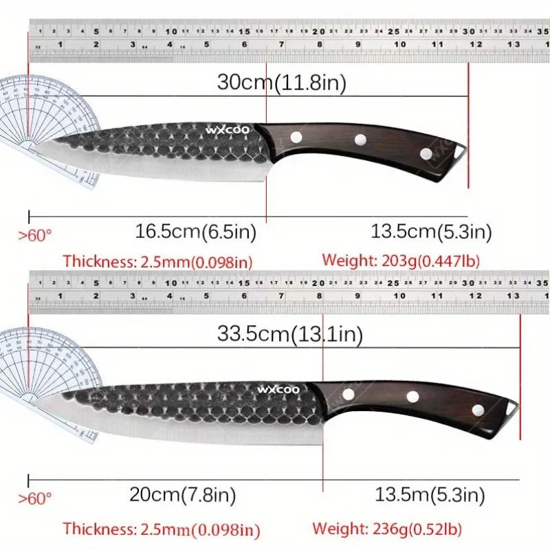 ערכת סכינים למטבח מסטלס סטיל – 3 חלקים: סכין שף, סכיני חיתוך רב-תכליתיים, סכיני פרסינג, סכיני גילוח בשר וכלי פריסה קטנים.