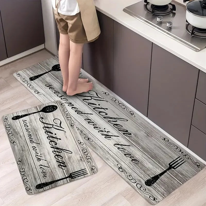 Kitchen Cutlery Knife and Fork Theme Washable Stain-resistant Foot Mat Carpet Kitchen Living Room Entrance Door Mats