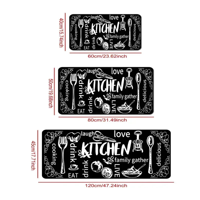 Kitchen Cutlery Knife and Fork Theme Washable Stain-resistant Foot Mat Carpet Kitchen Living Room Entrance Door Mats
