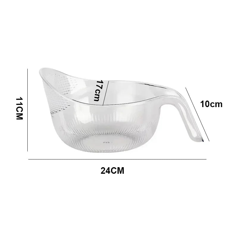 מסננת שטיפה למטבח עם ידית – מושלמת לשטיפת אורז, פירות, ירקות וכלים. נוחה, קלה לשימוש ועמידה לשנים.