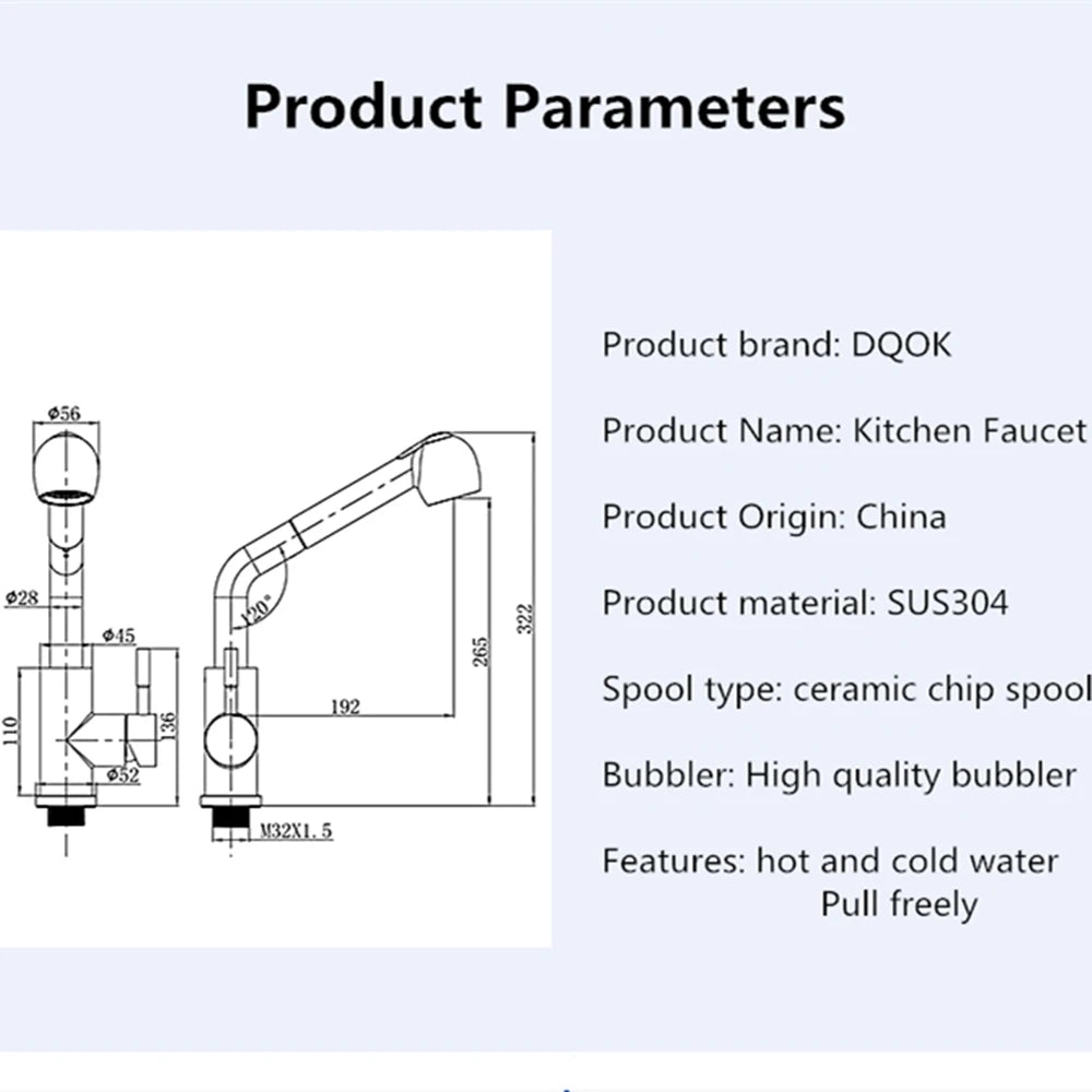 ברז מטבח שחור עם ראש נשלף, גוף מיקסר מניקל מוברש, מצב זרם ורסס, עיצוב מודרני למטבח.