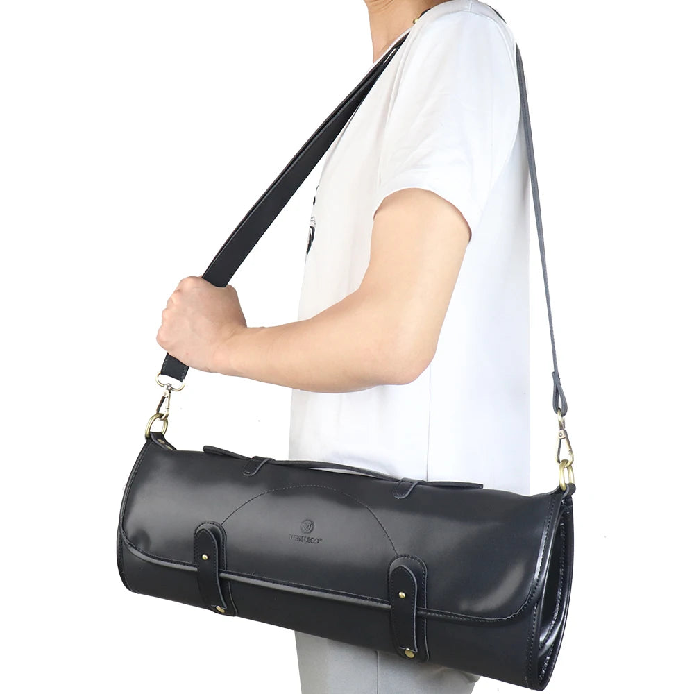 תיק עור לגלגול סכינים – מארגן סכינים מקצועי, נייד ונוח לשפים ולסטודנטים לקולינריה