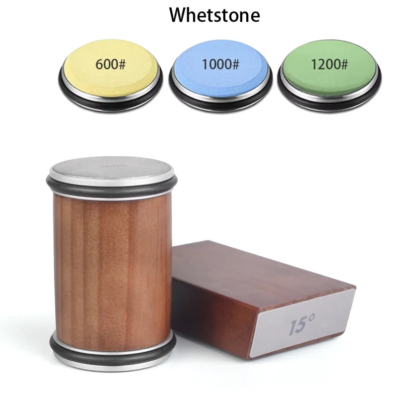 ערכת השחזה מגנטית עם גלגל זווית 15° ו-20°, כוללת אבן יהלום להשחזה מדויקת ומחזיק סכין מגנטי. פתרון מקצועי וקל לשימוש להשחזת סכיני מטבח ברמת שף.