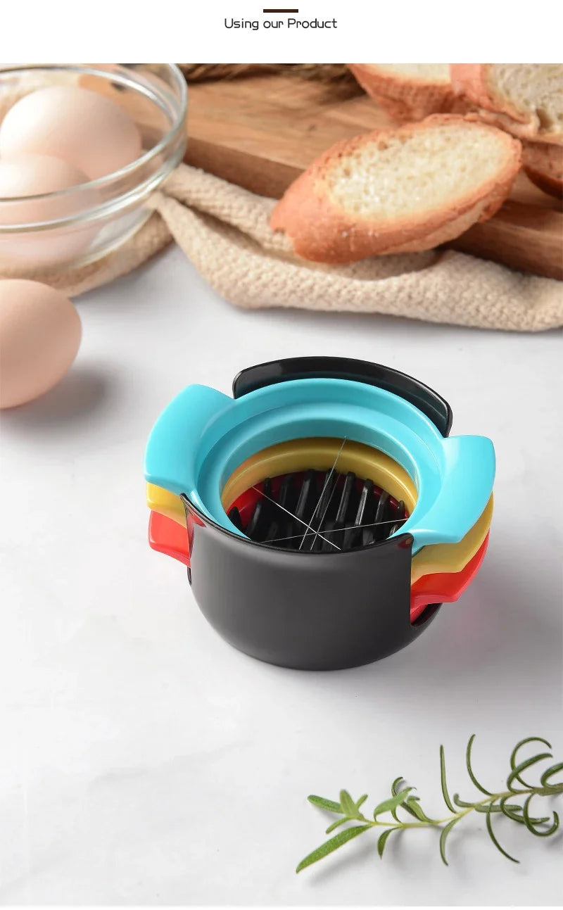 מתקן מטבח 3 ב-1: חותך ביצים, מפריד ביצים ושומר ביצים – כלי רב-תכליתי לבית לעיצוב ובישול קל.