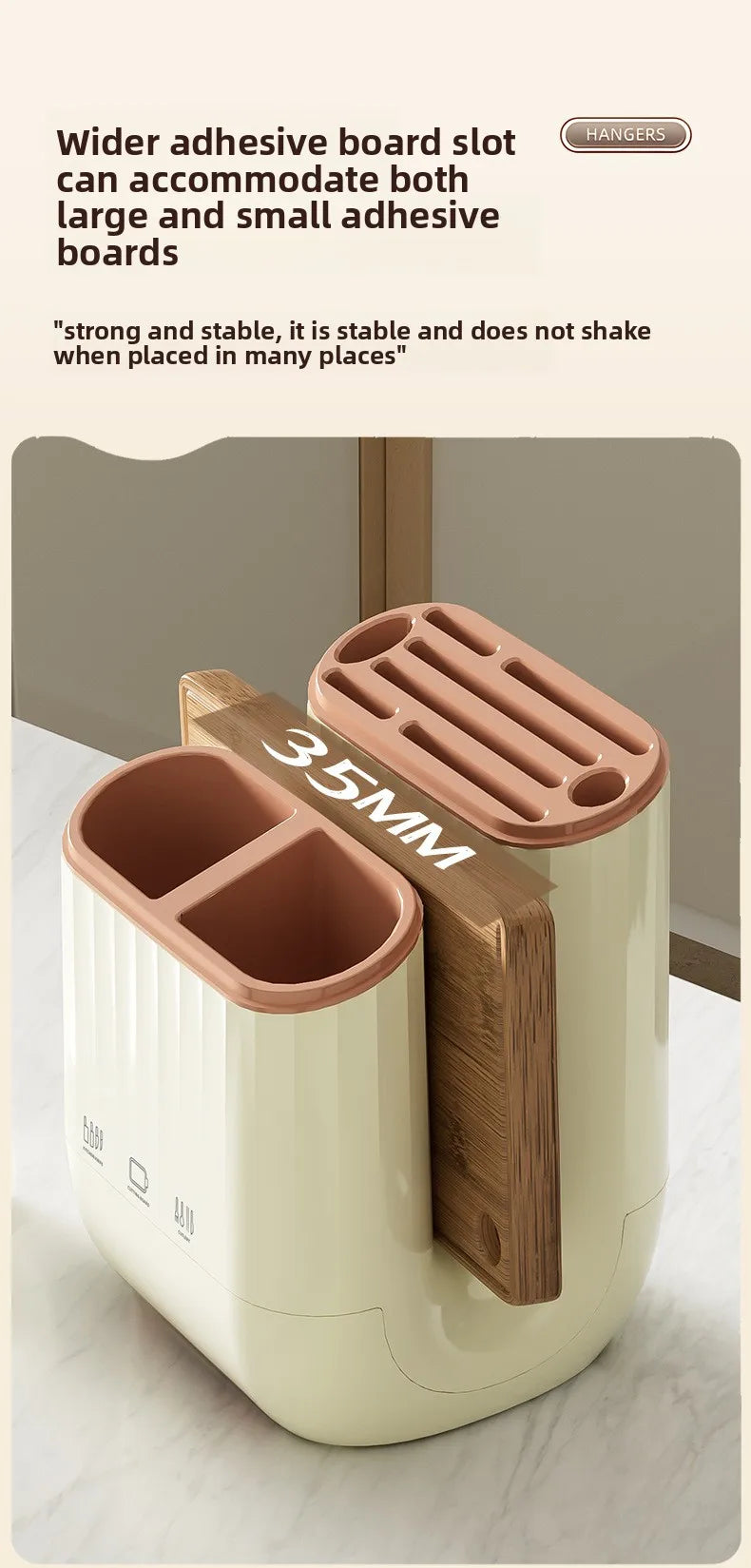 מתקן אחסון למטבח המודרני – כולל מקום להנחת קרש חיתוך, סכינים, מקלות אכילה ואפילו מקום לטלפון בזמן העבודה!