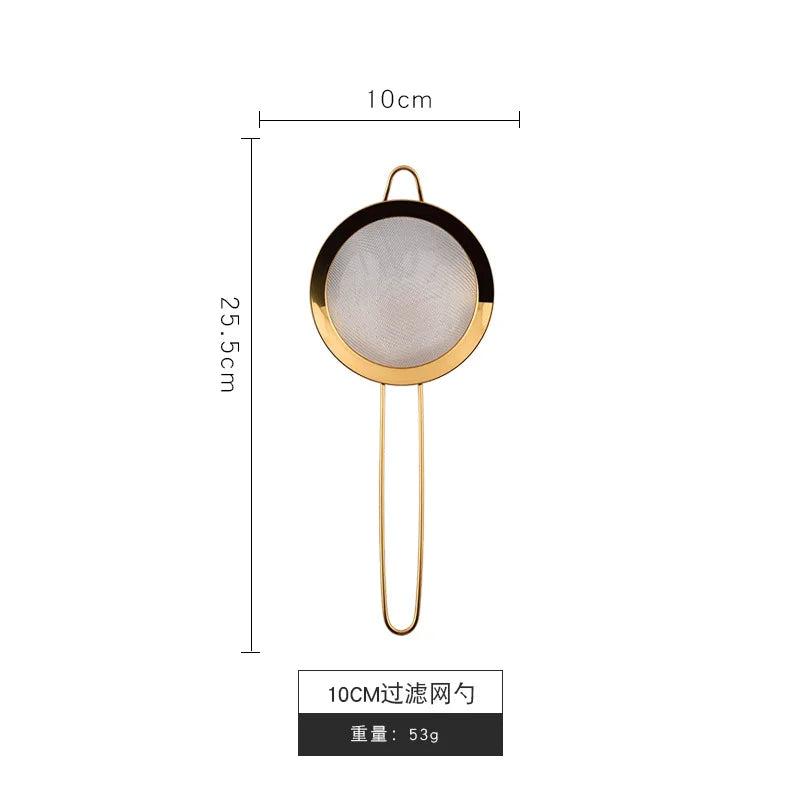 Stainless Steel Gold Mesh Egg Beater Separate Oil Strainer Flour Sifter Sieve Colanders Flour Coffee Mesh Filter Kitchen Bakware