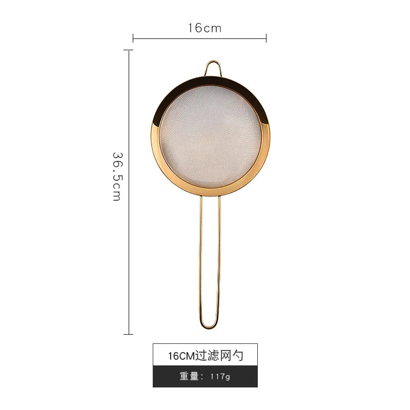 Stainless Steel Gold Mesh Egg Beater Separate Oil Strainer Flour Sifter Sieve Colanders Flour Coffee Mesh Filter Kitchen Bakware