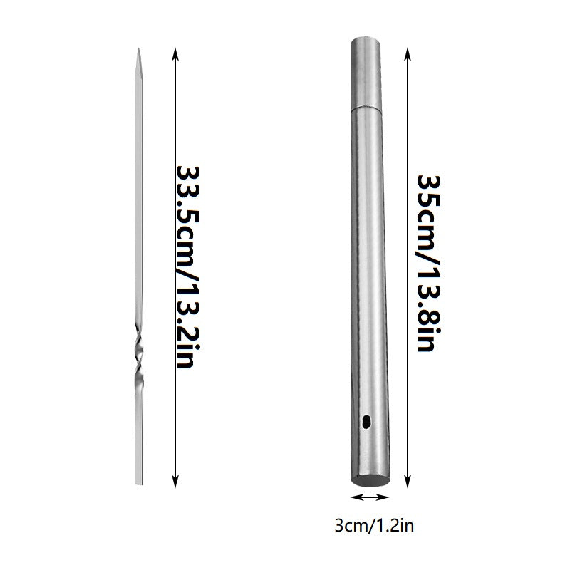 15 יחידות שיפודי נירוסטה רב־פעמיים עם צינור אחסון – מושלם לברביקיו, שיש קבב, קמפינג, פיקניק, בישול חוץ ואביזרי גריל