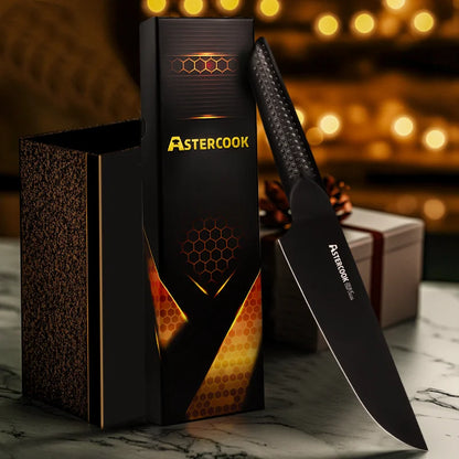 סכין שף מקצועית 8 אינץ', עשויה פלדת אל-חלד גרמנית עתירת פחמן, עם ידית ארגונומית לאחיזה נוחה וביצועים מדויקים במטבח.