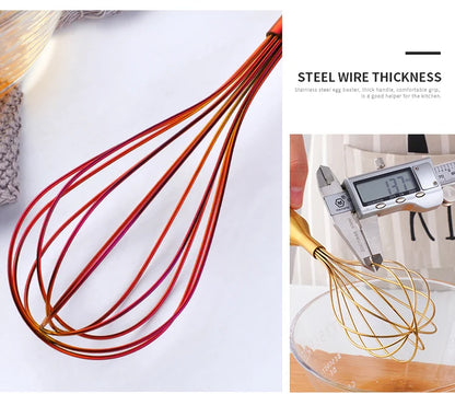 Stainless Steel Egg Stirrer Golden Flour Beater Upgrade Kitchen Utensils Hand Whisk Mixer for Eggs Multifunction Cooking Tool