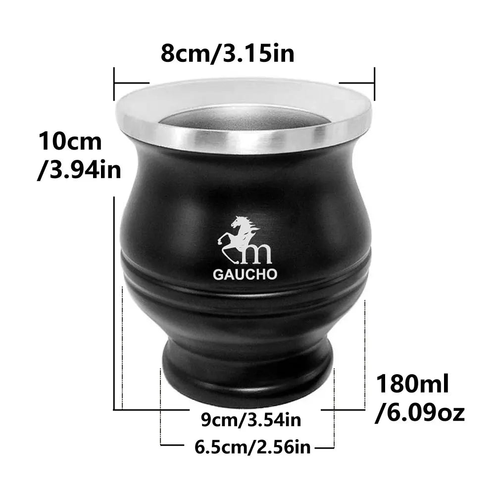 كوب غواشو يربا ماتي من الفولاذ المقاوم للصدأ، الأرجنتين، كالاباش مزدوج الجدار مع عزل حراري