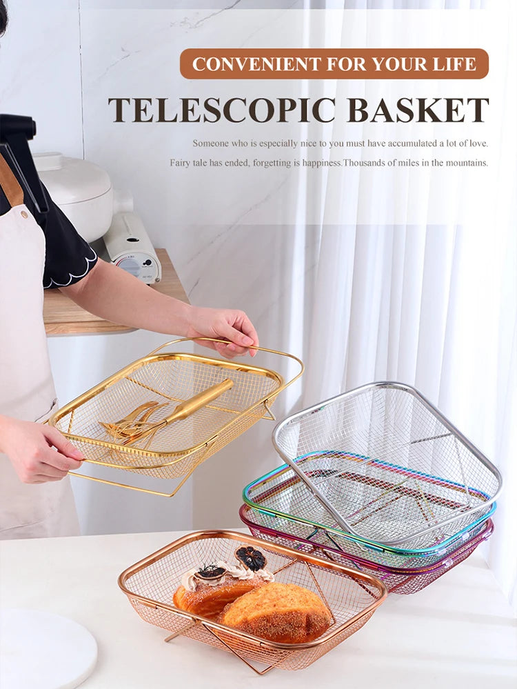 Kitchen Organizer Stainless Steel Soap Sponge Holder Adjustable Vegetable Drain Basket Sink Rack Telescopic Washing Drainer