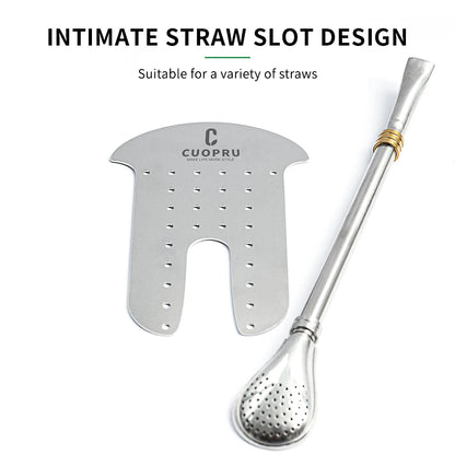 ``` FIXKNIFE  كوب يربا ماتيه أرجنتيني سعة 8 أونصات مصنوع من ستانلس ستيل 304 عالي الجودة مع جدار مزدوج للحفاظ على الحرارة، مزوّد بومبيّيا وفرشاة تنظيف وفاصل للشاي. تصميم حديث وأنيق لتجربة ماتيه مثالية من FIXKNIFE. ```