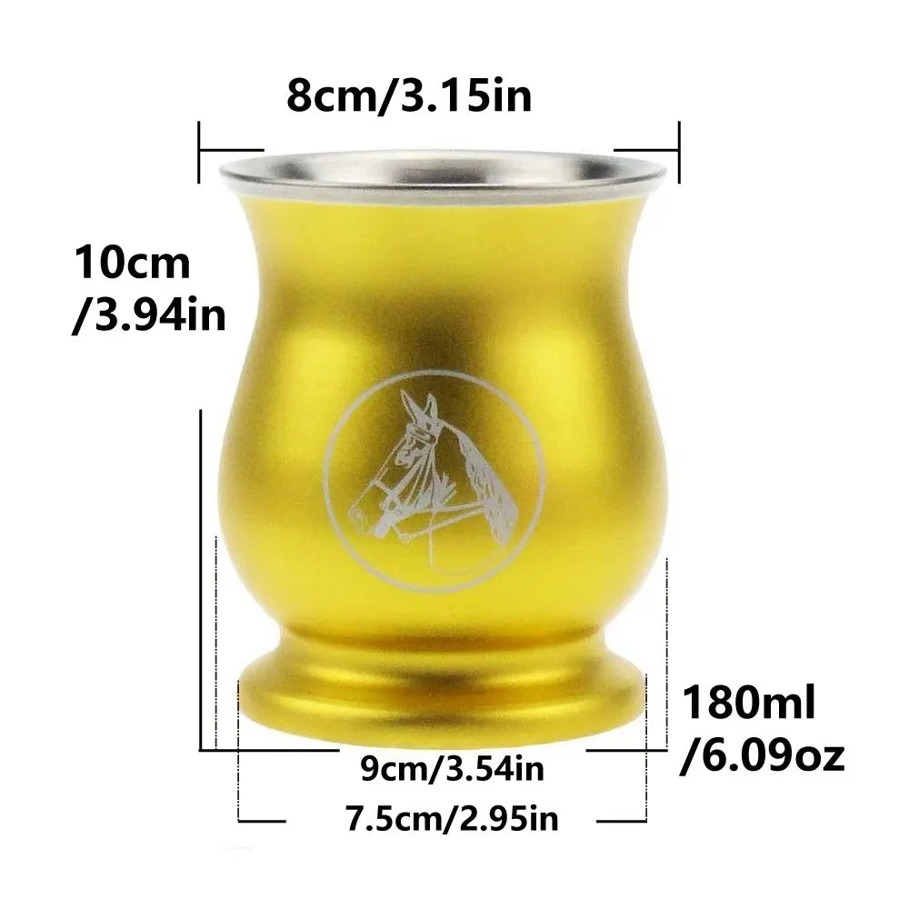 كوب غواشو يربا ماتي من الفولاذ المقاوم للصدأ، الأرجنتين، كالاباش مزدوج الجدار مع عزل حراري