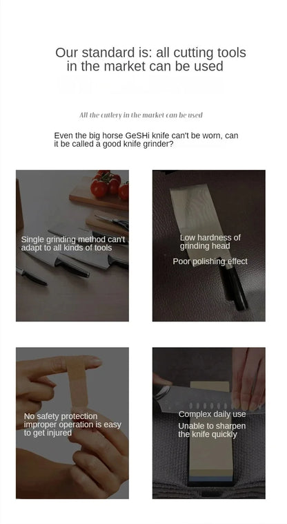 משחיז סכינים למטבח – כלי השחזה נוח ובטוח לשימוש, מתאים לסכיני שף, סכיני דמשק וכל סוגי סכיני המטבח.