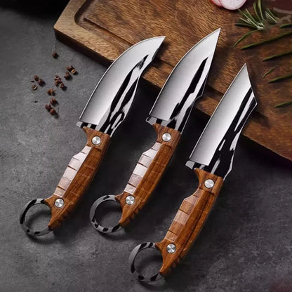 סט סכינים רב־תכליתי 3 חלקים  סט מקצועי 3 יחידות סכינים יעודיות לבשר וירקות – כולל סכין ייעודית להסרת עצמות, עשויה פלדת אל-חלד חדה לחיתוך בשר, וסכין פירות ניידת ונוחה לשימוש.