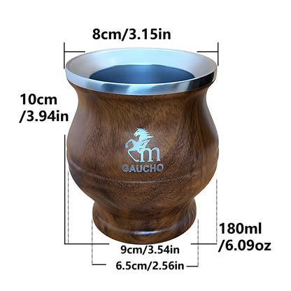 كوب غواشو يربا ماتي من الفولاذ المقاوم للصدأ، الأرجنتين، كالاباش مزدوج الجدار مع عزل حراري