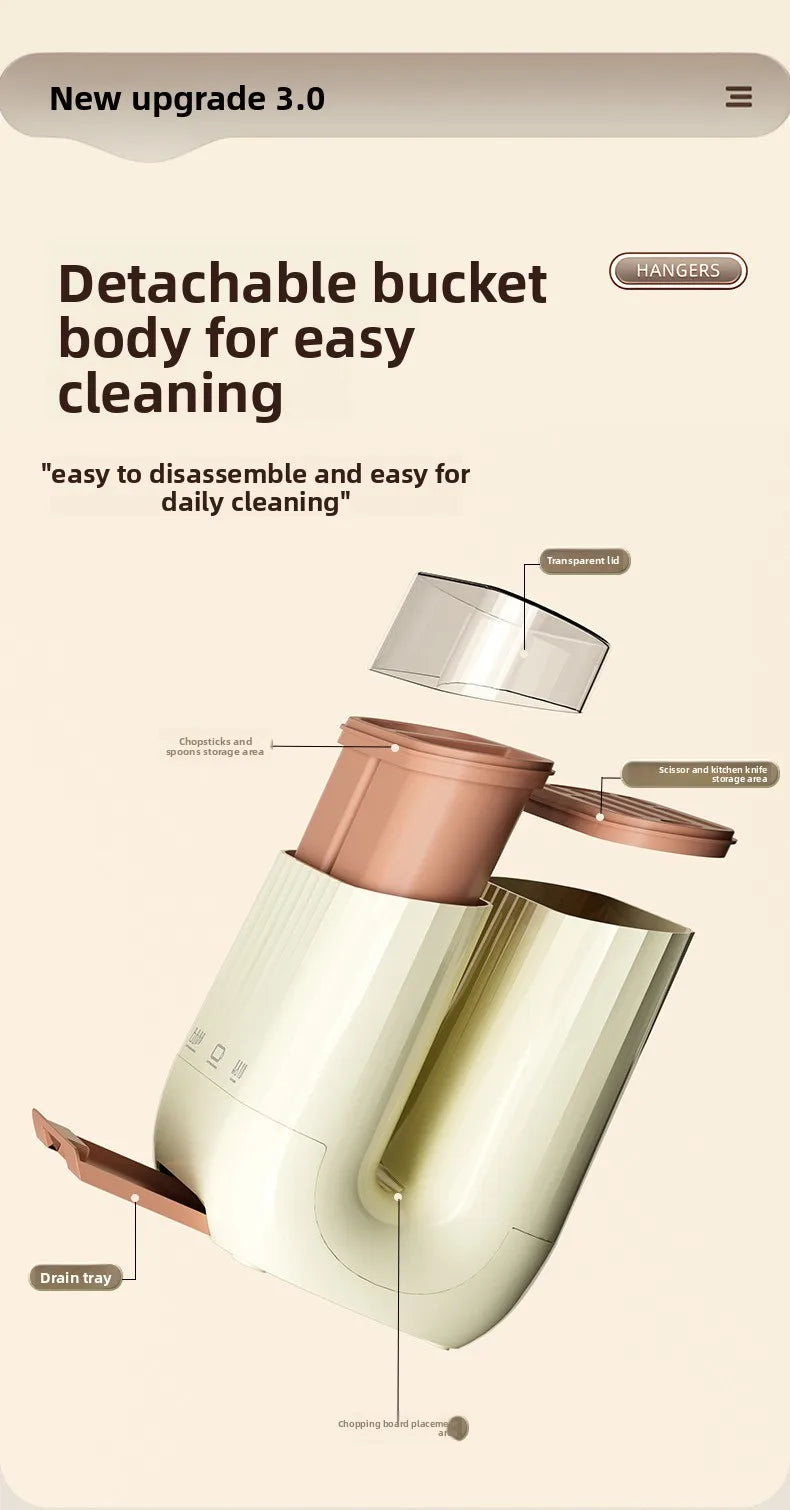 מתקן אחסון למטבח המודרני – כולל מקום להנחת קרש חיתוך, סכינים, מקלות אכילה ואפילו מקום לטלפון בזמן העבודה!