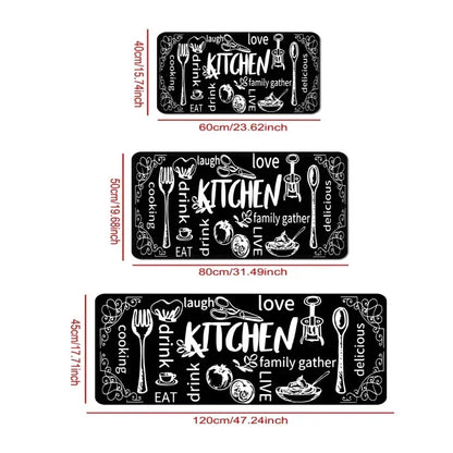 Kitchen Cutlery Knife and Fork Theme Washable Stain-resistant Foot Mat Carpet Kitchen Living Room Entrance Door Mats