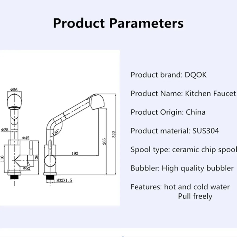 ברז מטבח שחור עם ראש נשלף, גוף מיקסר מניקל מוברש, מצב זרם ורסס, עיצוב מודרני למטבח.
