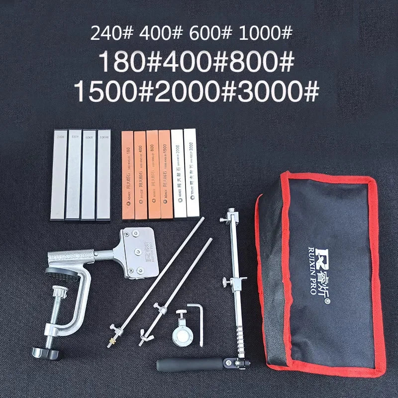 RUIXIN Pro Multifunctional Fixed Angle Knife Sharpener 360° Rotary Stone Sharpening System Spyderco Diamond Grinder Apex Edge