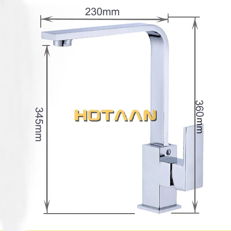ברז מטבח מרובע מסתובב מנחושת – ברז כיור מעוצב עם מיקסר איכותי לדלפק המטבח, דגם YT-6004. מתאים לעיצוב מודרני, עמיד לאורך זמן ונוח לשימוש יומיומי.