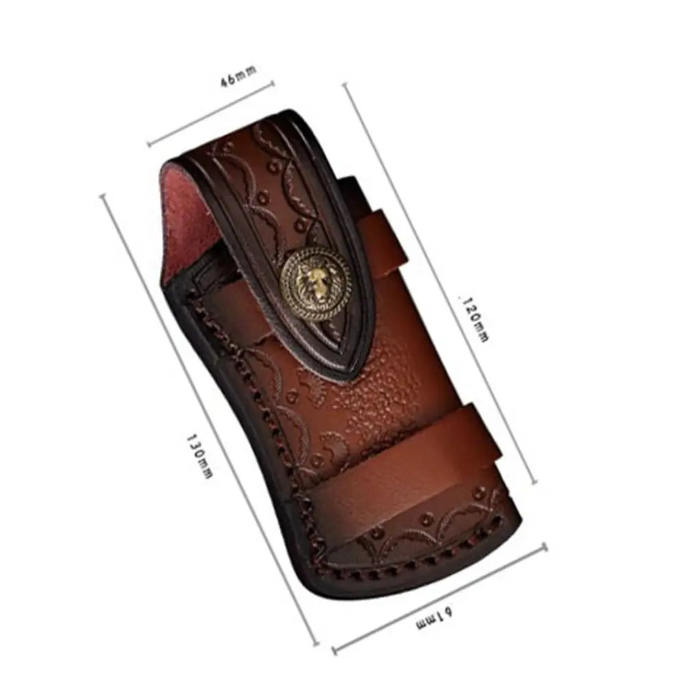 נדן סכין איכותי מעור שחור וחום למותן, מתקפל, זמין ב־5 סגנונות שונים. נרתיק עור עמיד ואופנתי לכלי עבודה ולשימוש חיצוני.