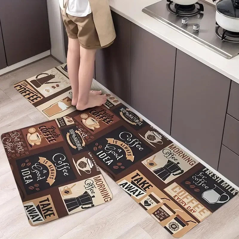 Kitchen Cutlery Knife and Fork Theme Washable Stain-resistant Foot Mat Carpet Kitchen Living Room Entrance Door Mats