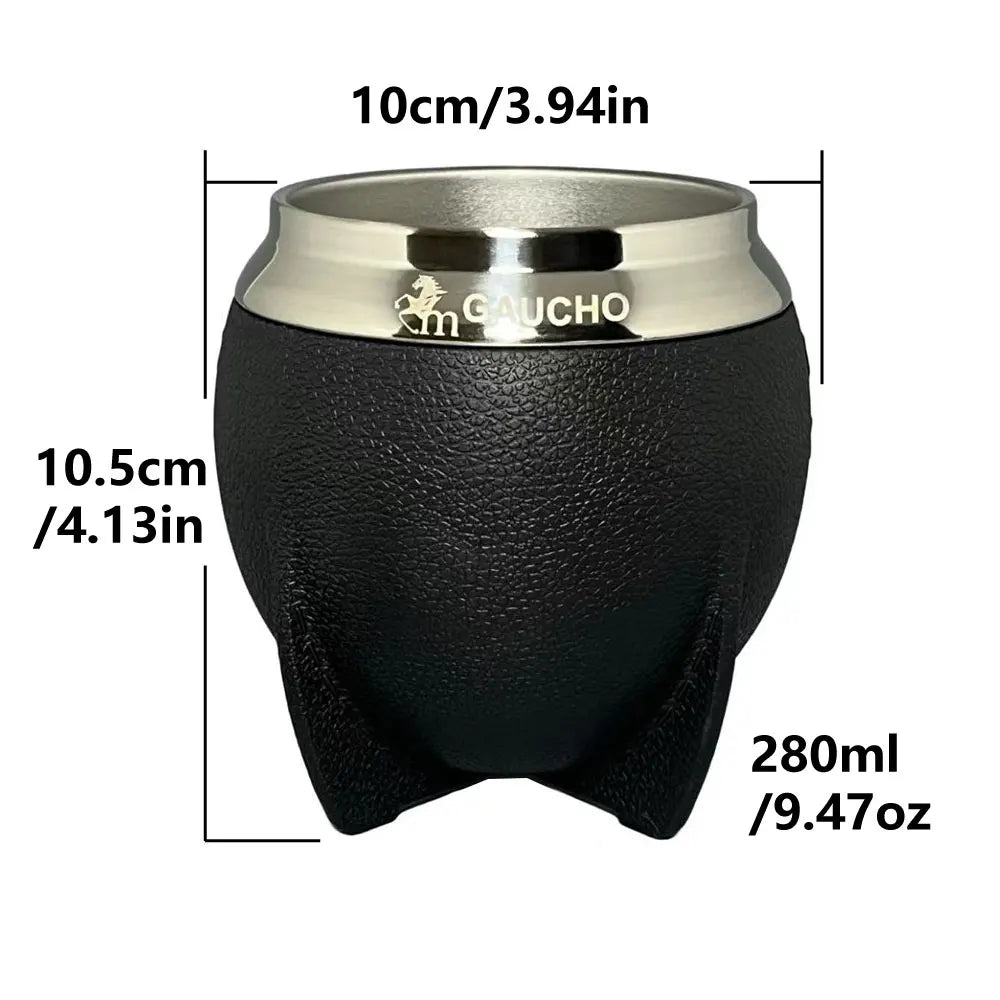 كوب غواشو يربا ماتي من الفولاذ المقاوم للصدأ، الأرجنتين، كالاباش مزدوج الجدار مع عزل حراري