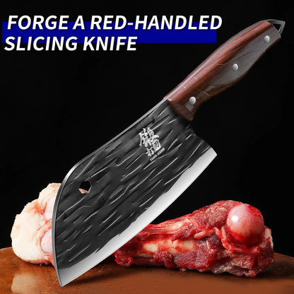 סכין מטבח רב-תכליתית מחושלת, עשויה פלדת אל-חלד לחיתוך ירקות ובשר. מתנה מושלמת לאוהבי בישול וכלי מטבח איכותיים.