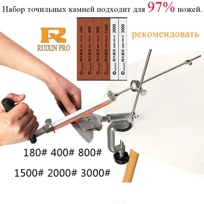 RUIXIN Pro Multifunctional Fixed Angle Knife Sharpener 360° Rotary Stone Sharpening System Spyderco Diamond Grinder Apex Edge