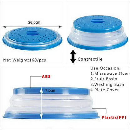 מכסה מתקפל למיקרוגל – מונע התזת שמן, שומר על טריות ומונע לכלוך בזמן חימום ובישול. פתרון נוח ויעיל למטבח נקי ומהיר.