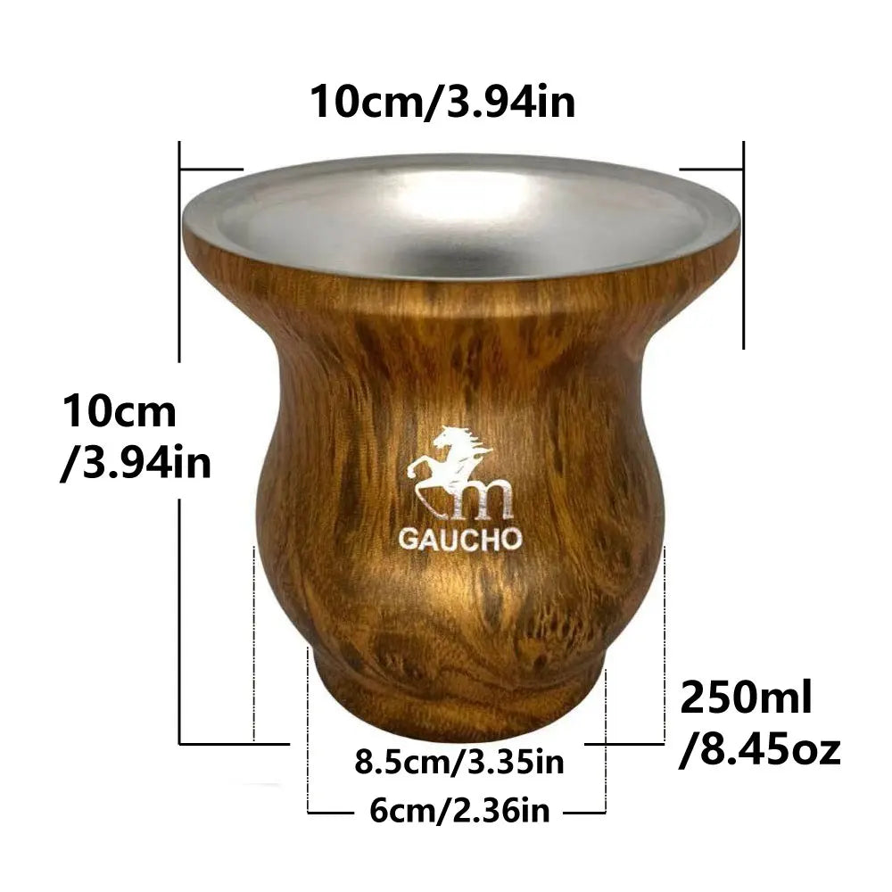 كوب غواشو يربا ماتي من الفولاذ المقاوم للصدأ، الأرجنتين، كالاباش مزدوج الجدار مع عزل حراري