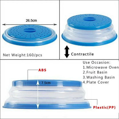 מכסה מתקפל למיקרוגל – מונע התזת שמן, שומר על טריות ומונע לכלוך בזמן חימום ובישול. פתרון נוח ויעיל למטבח נקי ומהיר.