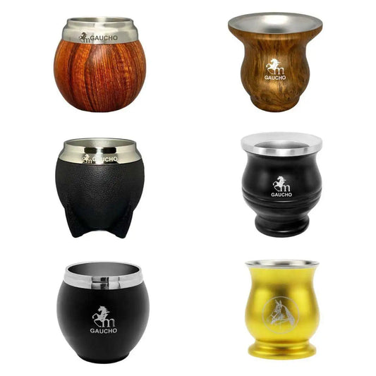 كوب غواشو يربا ماتي من الفولاذ المقاوم للصدأ، الأرجنتين، كالاباش مزدوج الجدار مع عزل حراري