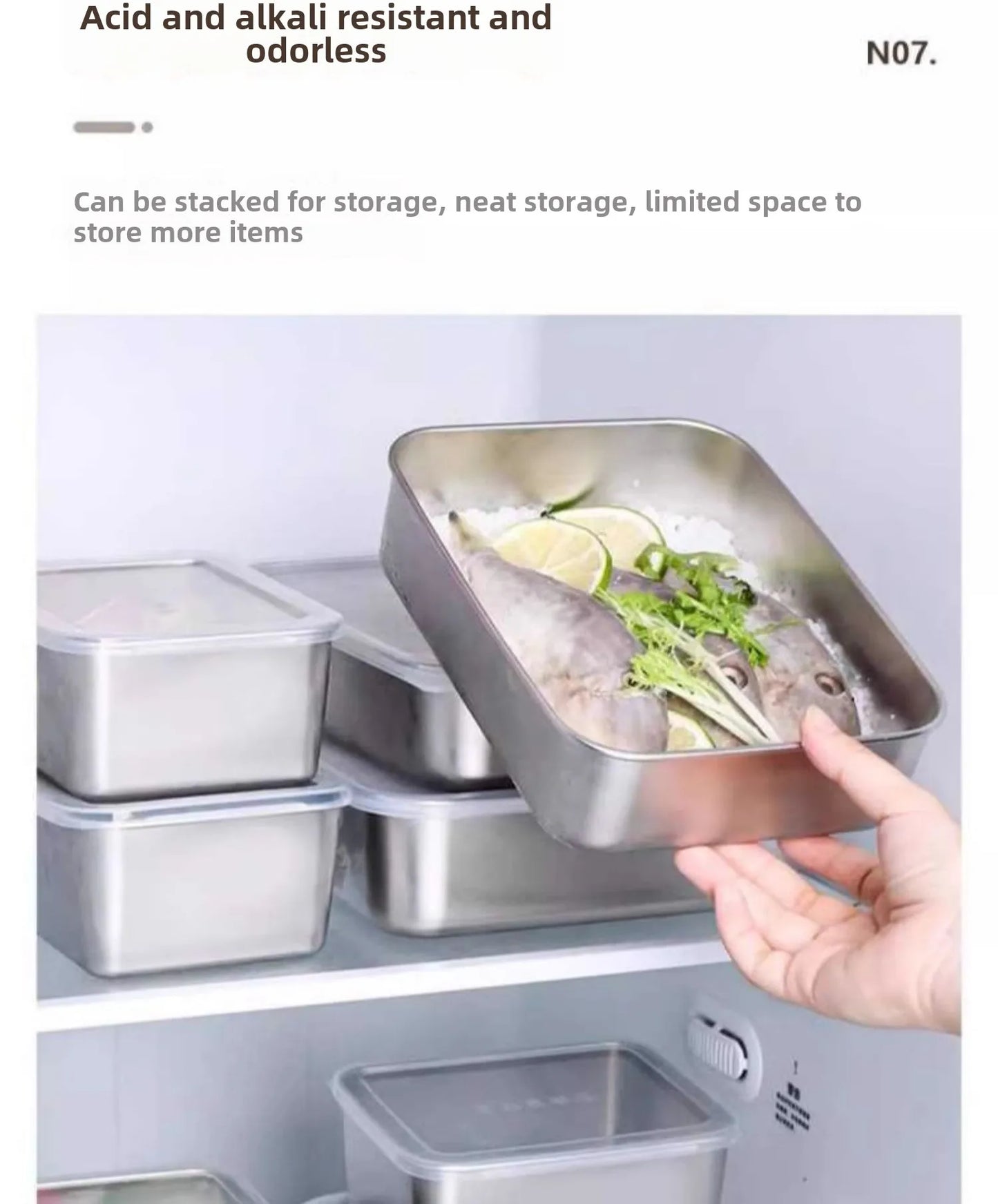 קופסת אחסון מזון מלבנית מנירוסטה 316 איכותית עם מכסה – לשמירה על טריות המזון. עשויה מחומר ברמה גבוהה, עמידה לאורך זמן, קלה לניקוי ומתאימה לאחסון בטוח של מזון חם או קר. מושלמת למטבח הביתי, לטיולים או לעבודה.