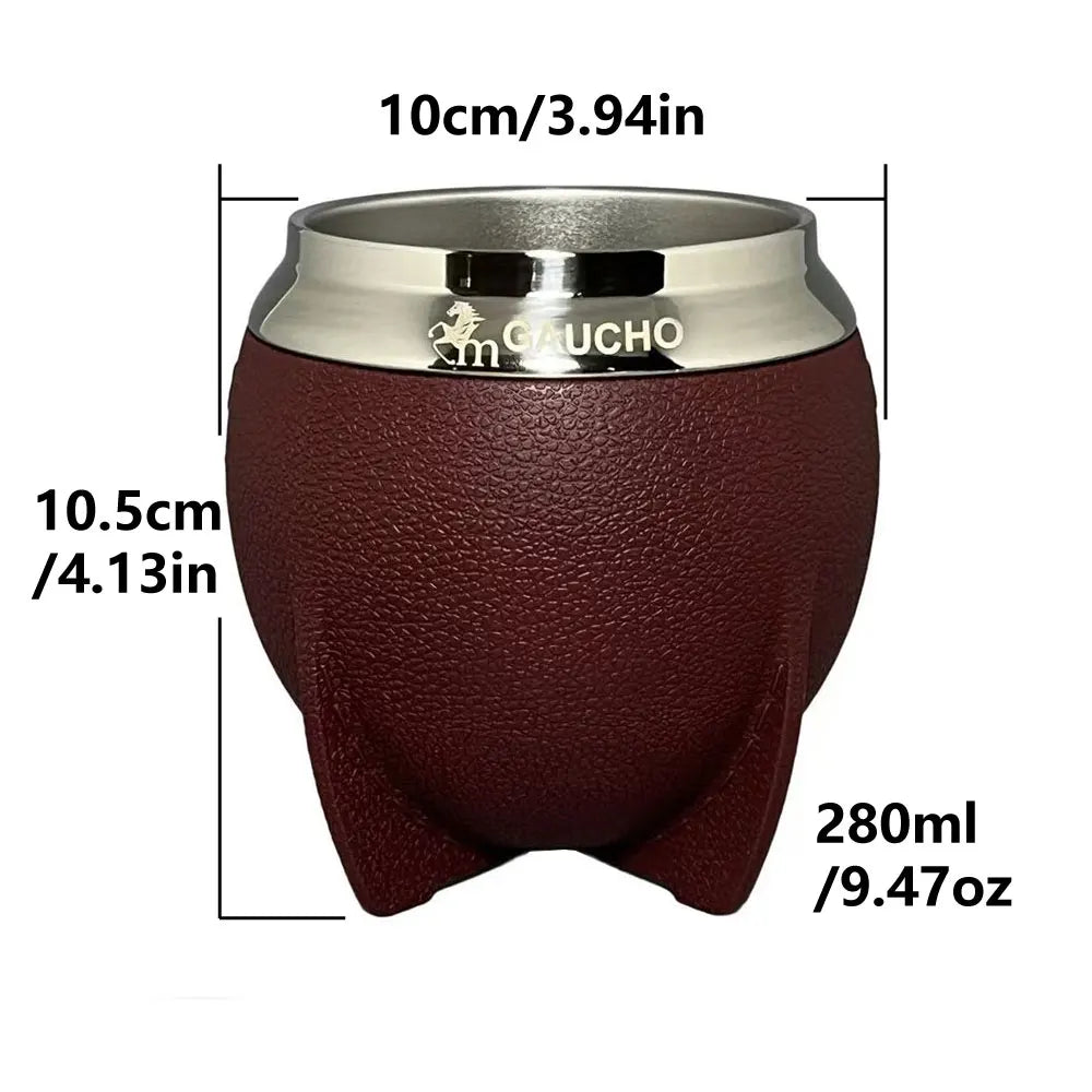 كوب غواشو يربا ماتي من الفولاذ المقاوم للصدأ، الأرجنتين، كالاباش مزدوج الجدار مع عزل حراري