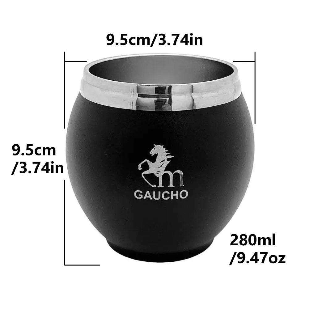 كوب غواشو يربا ماتي من الفولاذ المقاوم للصدأ، الأرجنتين، كالاباش مزدوج الجدار مع عزل حراري