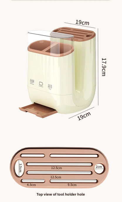 מתקן אחסון למטבח המודרני – כולל מקום להנחת קרש חיתוך, סכינים, מקלות אכילה ואפילו מקום לטלפון בזמן העבודה!