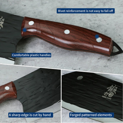 סכין מטבח רב-תכליתית מחושלת, עשויה פלדת אל-חלד לחיתוך ירקות ובשר. מתנה מושלמת לאוהבי בישול וכלי מטבח איכותיים.