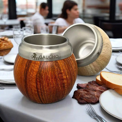 كوب غواشو يربا ماتي من الفولاذ المقاوم للصدأ، الأرجنتين، كالاباش مزدوج الجدار مع عزل حراري