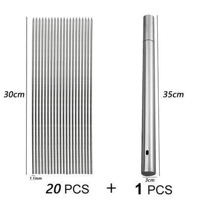 שיפודי ברביקיו איכותיים מנירוסטה, עמידים בחום ומתאימים לצלייה של שish kebab, בשר, ירקות ועוד. אידיאליים לשימוש בחוץ – קמפינג, פיקניק, מנגל ביתי וכל כלי הבישול הנלווים. קלים לניקוי ולשימוש חוזר, כלי חובה לכל חובב גריל.