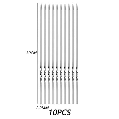 שיפודי ברביקיו איכותיים מנירוסטה, עמידים בחום ומתאימים לצלייה של שish kebab, בשר, ירקות ועוד. אידיאליים לשימוש בחוץ – קמפינג, פיקניק, מנגל ביתי וכל כלי הבישול הנלווים. קלים לניקוי ולשימוש חוזר, כלי חובה לכל חובב גריל.