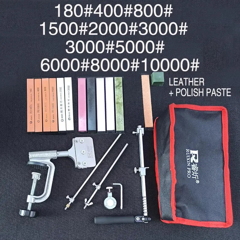RUIXIN Pro Multifunctional Fixed Angle Knife Sharpener 360° Rotary Stone Sharpening System Spyderco Diamond Grinder Apex Edge