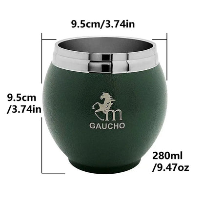 كوب غواشو يربا ماتي من الفولاذ المقاوم للصدأ، الأرجنتين، كالاباش مزدوج الجدار مع عزل حراري