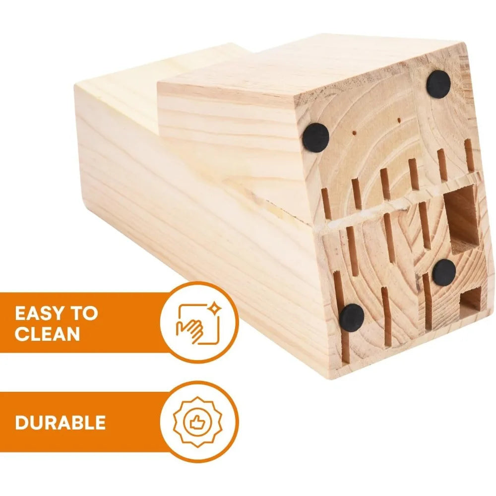 סט סכינים למטבח עם מעמד מעץ מלא – 15 חלקים, סכיני שף חדים מפלדת אל חלד, סכין לחם, סכין קצבים, סכיני פרי ובשר.